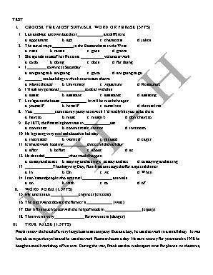 Đề ôn tập môn Tiếng Anh Khối 8